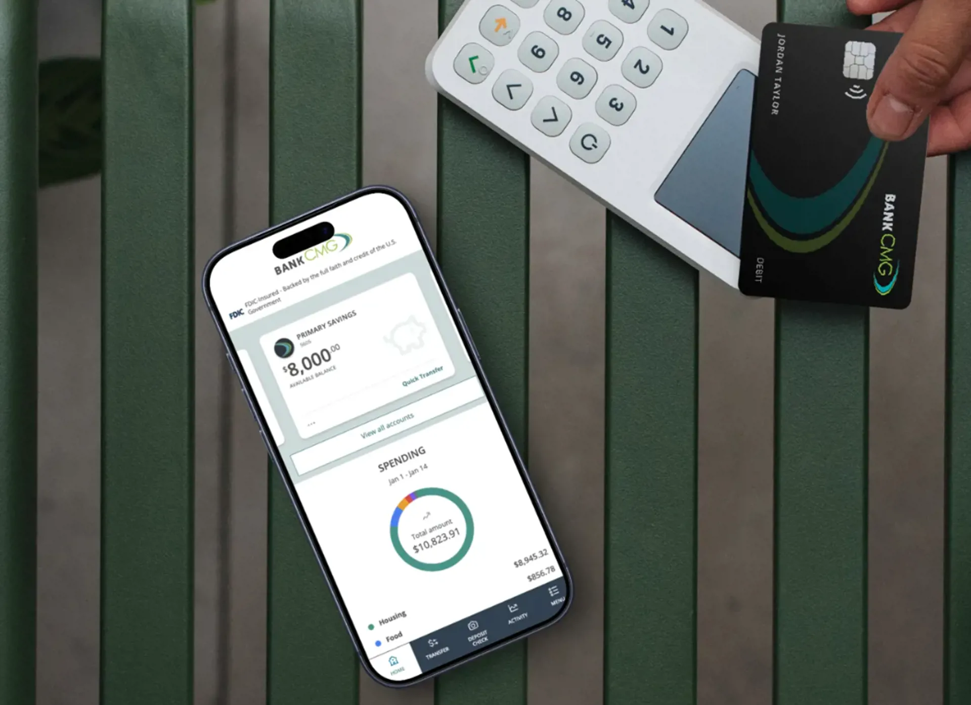 Cellphone on table with charts and graphs