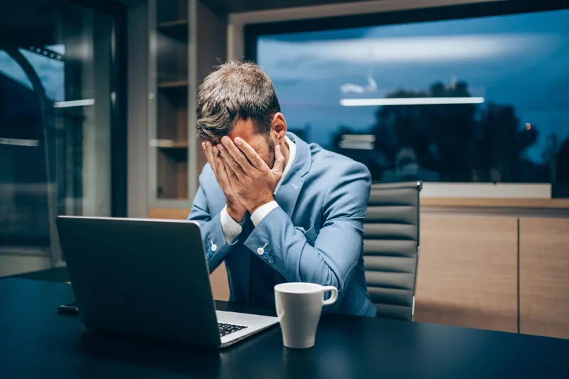 Businessman working late in the office