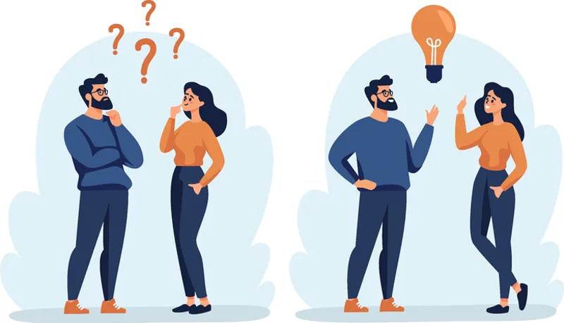Cartoon of a man and woman having an idea