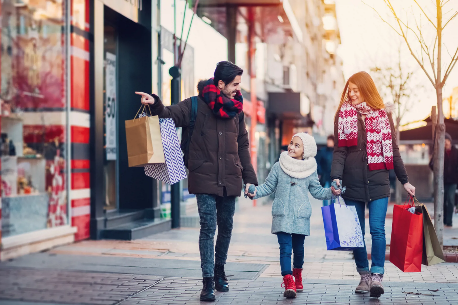 Young family on shopping