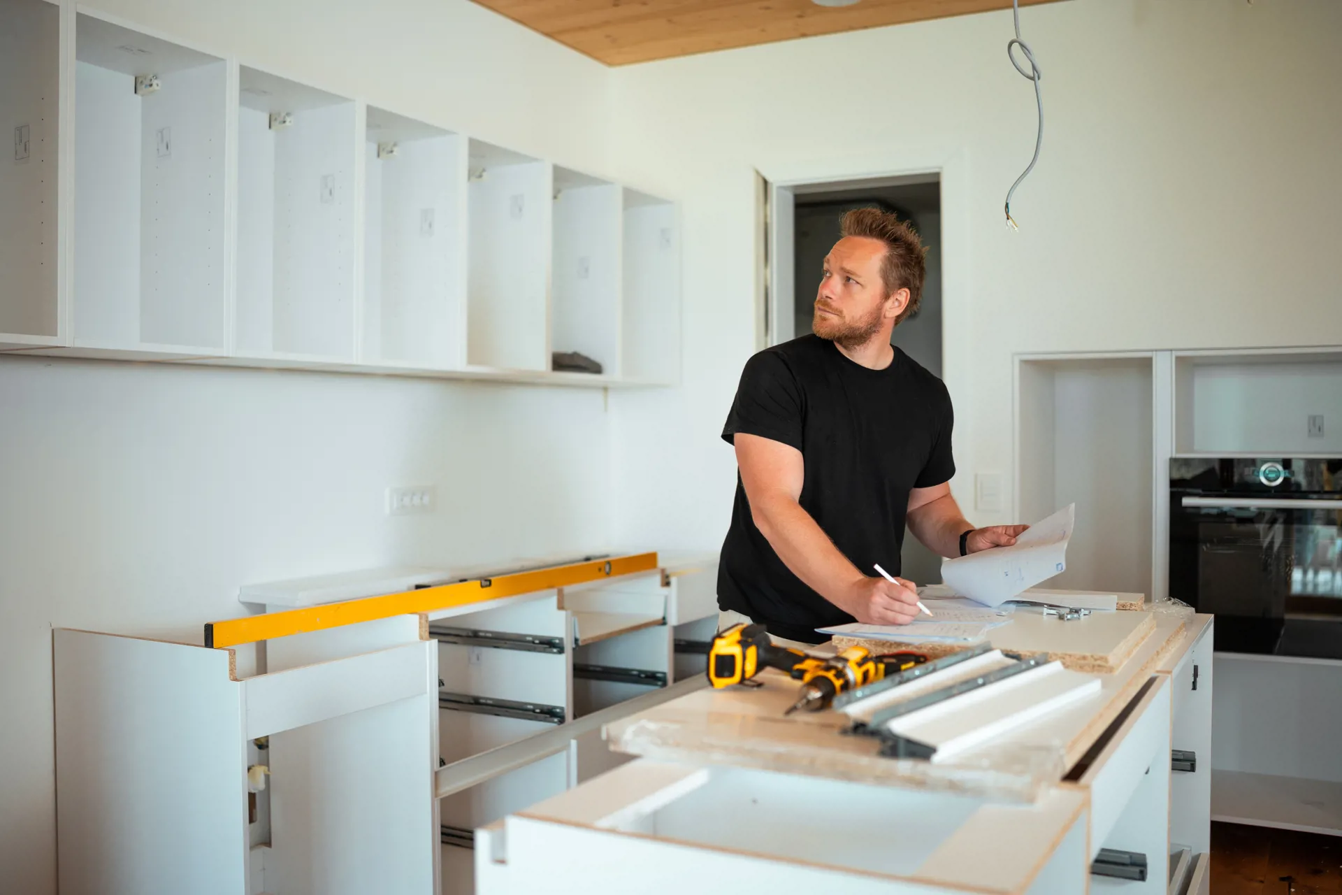 man renovating