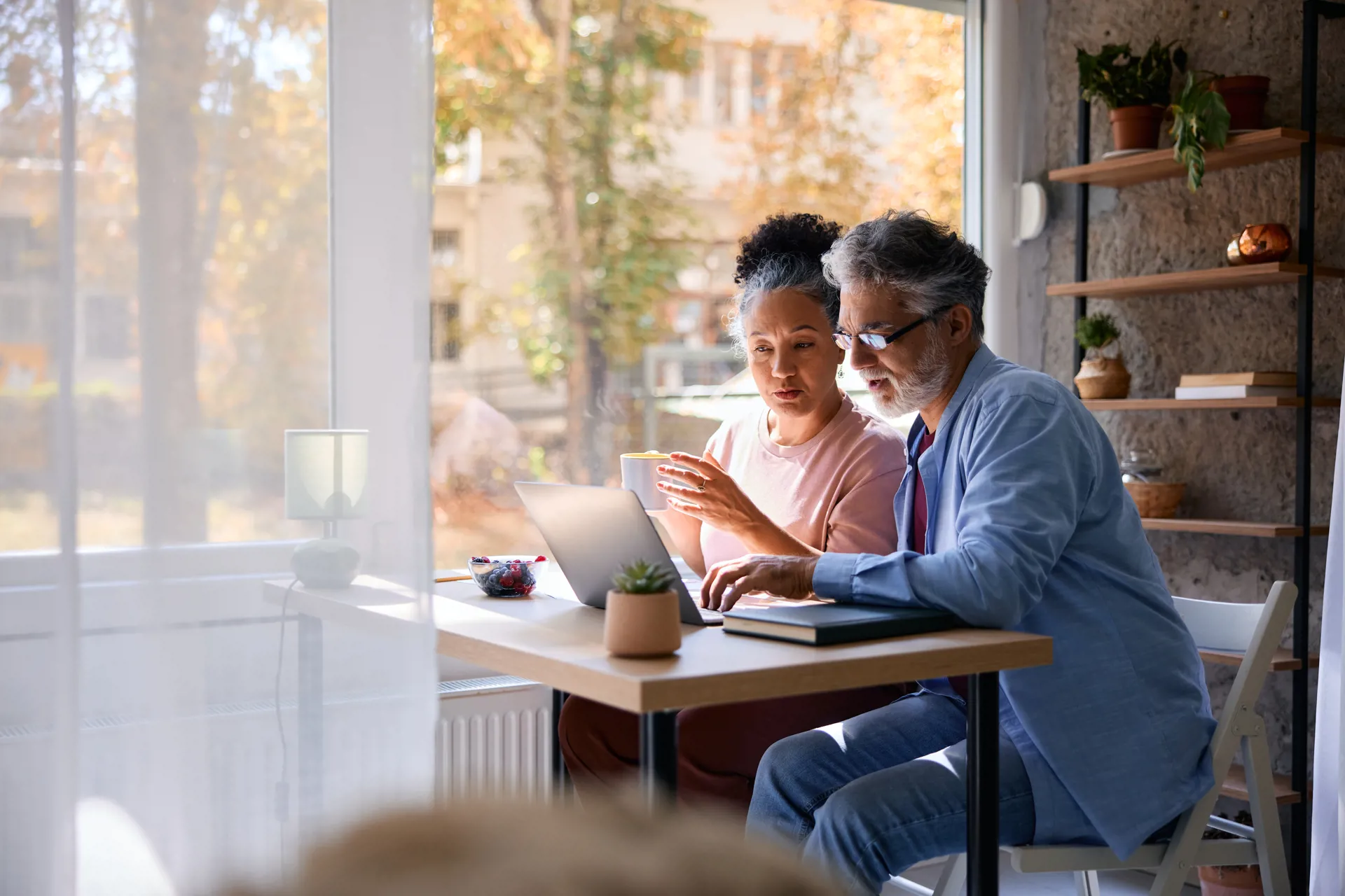older couple looking at computer