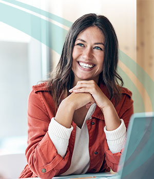 Businesswoman working and smiling